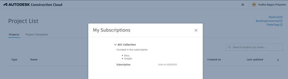ACC my subscriptions