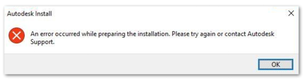 autodesk install an error occured while preparing